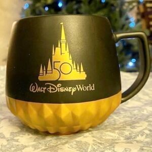 Walt Disney World 50th Anniversary MUG Castle Black Gold Starbucks NEW
